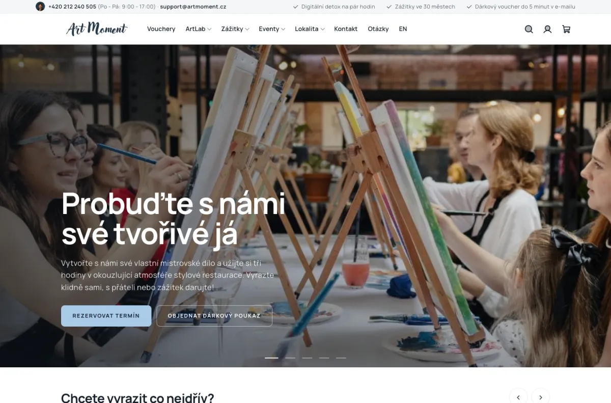 Náhled webu ArtMoment.cz — E-shop, Praha · 30 měst