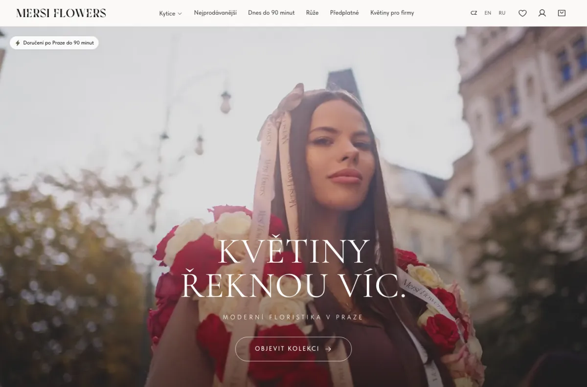 Náhled webu Mersi Flowers — Květinářství & rozvoz, Praha